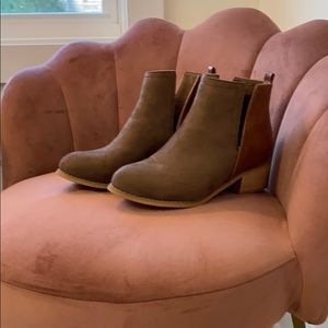 Brown slip on booties